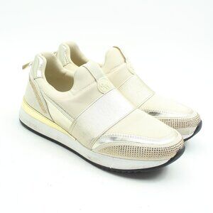 Nine West Womens Beige n Gold Slip-on Sneakers